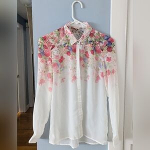 Bershka Floral Button-Down Shirt